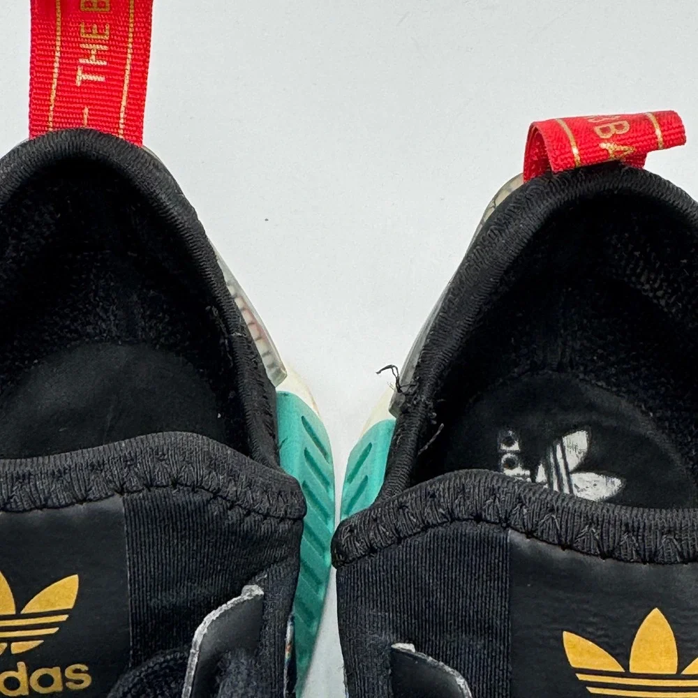 Adidas NMD R1 Core Black Floral Stripes Teal Accents Sneakers‎ FY3665 Mens 9